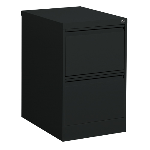 Vertical Filing Cabinet, Steel, 2 Drawers, 18-1/7" W x 25" D x 29" H, Black Sécurité Médic