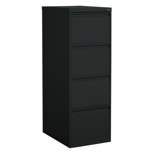 Vertical Filing Cabinet, Steel, 4 Drawers, 18-1/7" W x 25" D x 52" H, Black Sécurité Médic