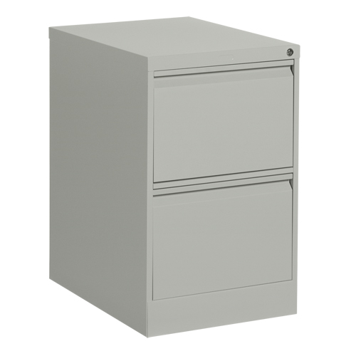 Vertical Filing Cabinet, Steel, 2 Drawers, 18-1/7" W x 25" D x 29" H, Grey Sécurité Médic