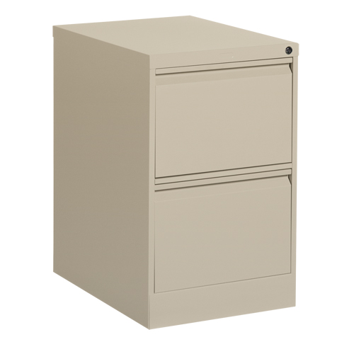 Vertical Filing Cabinet, Steel, 2 Drawers, 18-1/7" W x 25" D x 29" H, Beige Sécurité Médic