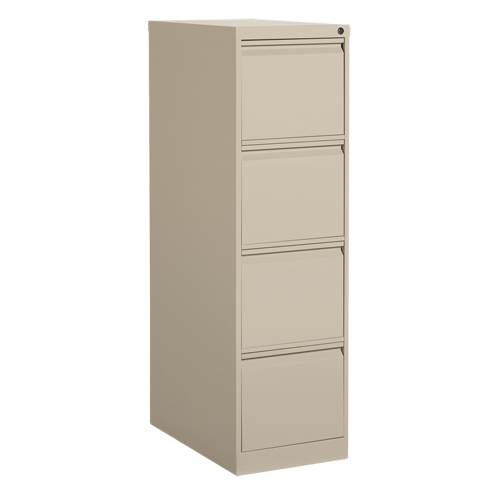 Vertical Filing Cabinet, Steel, 4 Drawers, 15-1/7" W x 25" D x 52" H, Beige Sécurité Médic