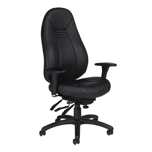 High Back Comfort Chair, Leather, Black, 300 lbs. Capacity Sécurité Médic