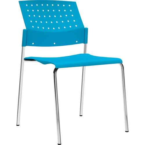 Chaises sans accoudoirs empilables, Plastique, Hauteur 33", Capacit&eacute; 300 lb, Bleu Sécurité Médic