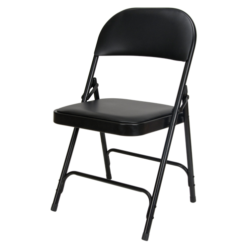 Chaise pliante rembourr&eacute;e en vinyle, Acier, Noir, Capacit&eacute; 300 lb Sécurité Médic