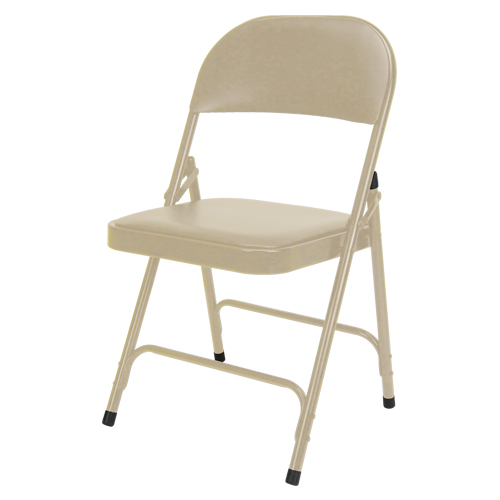 Chaise pliante rembourr&eacute;e en vinyle, Acier, Beige, Capacit&eacute; 300 lb Sécurité Médic