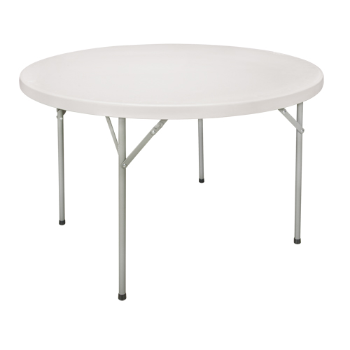 Folding Table, Round, 48" L x 48" W, Polyethylene, White Sécurité Médic