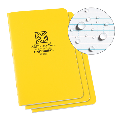 All-Weather Notebook, Soft Cover, Yellow, 48 Pages, 4-5/8" W x 7" L Sécurité Médic