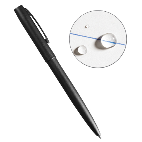 Stylo en m&eacute;tal &agrave; l'&eacute;preuve des intemp&eacute;ries, Bleu, 0,8 mm, R&eacute;tractable Sécurité Médic