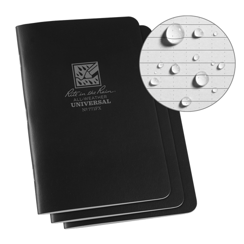 All-Weather Notebook, Soft Cover, Black, 48 Pages, 4-5/8" W x 7" L Sécurité Médic