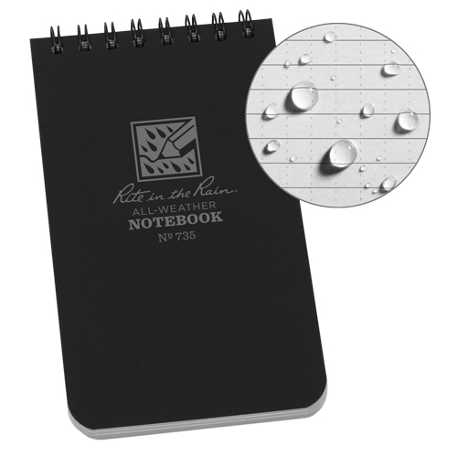 Pocket Top-Spiral Notebook, Soft Cover, Black, 100 Pages, 3" W x 5" L Sécurité Médic