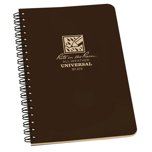Side-Spiral Notebook, Soft Cover, Brown, 64 Pages, 4-5/8" W x 7" L Sécurité Médic