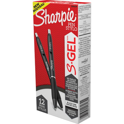 S-Gel Pen, Black, 0.7 mm, Retractable Sécurité Médic