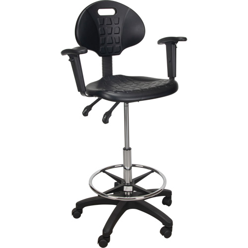 Tabouret ergonomique robuste avec accoudoirs r&eacute;glables et roulettes en nylon, Mobile, Ajustable Hauteur, Capacit&eacute; 250 lb Sécurité Médic