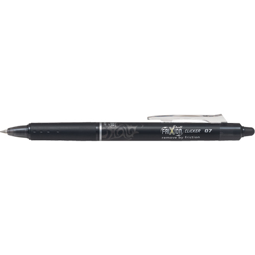 Frixion Point Clicker Pen, Black, 0.7 mm, Retractable Sécurité Médic