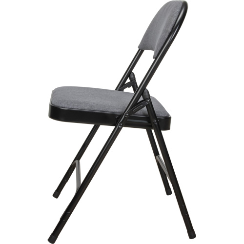 Chaise pliante de luxe en tissu rembourr&eacute;e, Acier, Gris, Capacit&eacute; 300 lb Sécurité Médic