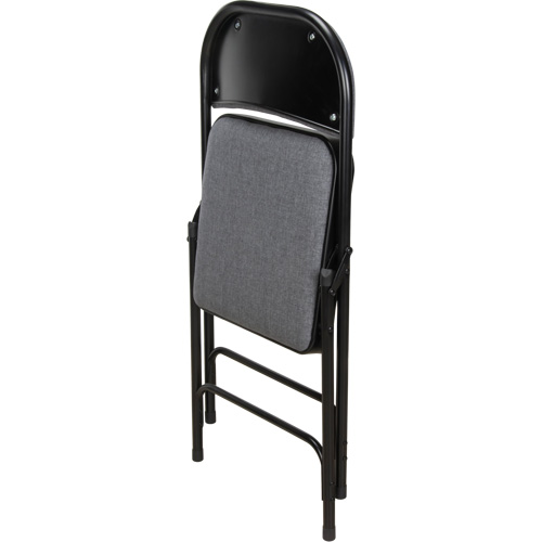 Chaise pliante de luxe en tissu rembourr&eacute;e, Acier, Gris, Capacit&eacute; 300 lb Sécurité Médic