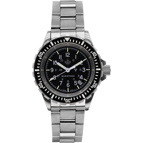 Grey Maple Large Diver's Automatic Watch with Stainless Steel Bracelet, Digital, Battery Operated, 41 mm, Silver Sécurité Médic