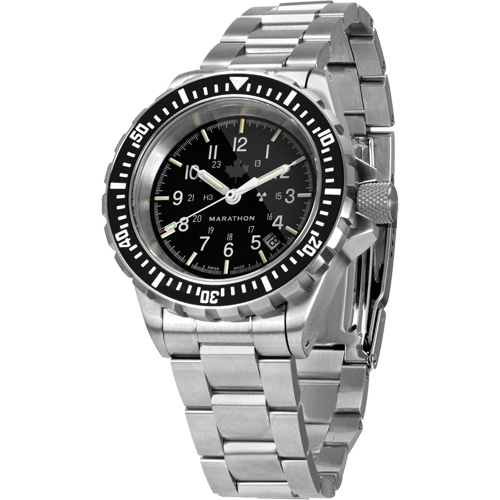 Grey Maple Large Diver's Automatic Watch with Stainless Steel Bracelet, Digital, Battery Operated, 41 mm, Silver Sécurité Médic