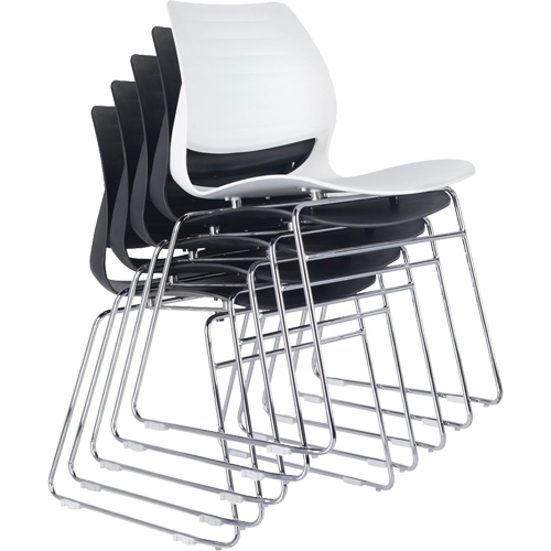 Stacking Chairs, Polypropylene, 32" High, 250 lbs. Capacity, Black Sécurité Médic