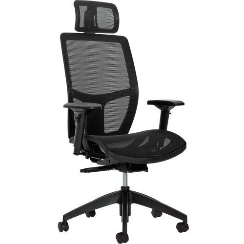 Chaise &agrave; dossier moyen avec m&eacute;canisme &agrave; basculement synchronis&eacute; &agrave; d&eacute;tection de poids Format+, Mailles, Noir, Capacit&eacute; 300 lb Sécurité Médic