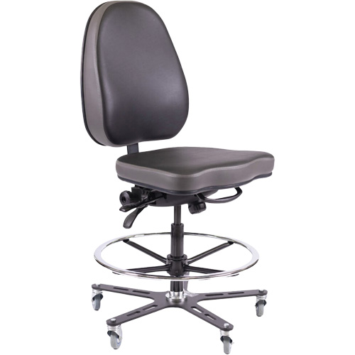 Chaise industrielle ergonomique TF180, Mobile, Ajustable Hauteur, Capacit&eacute; 280 lb Sécurité Médic