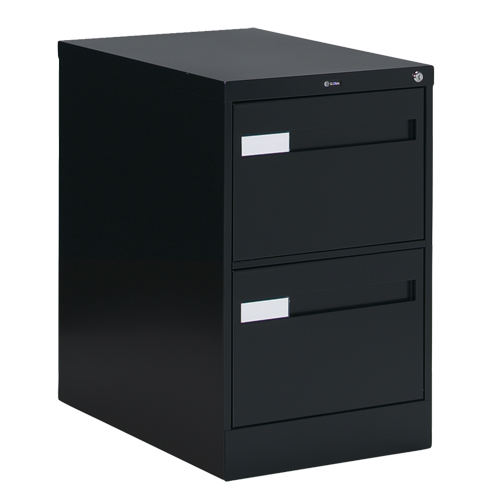 Vertical Filing Cabinet with Recessed Drawer Handles, 2 Drawers, 18.15" W x 26.56" D x 29" H, Black Sécurité Médic
