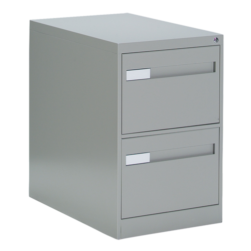 Vertical Filing Cabinet with Recessed Drawer Handles, 2 Drawers, 18.15" W x 26.56" D x 29" H, Grey Sécurité Médic