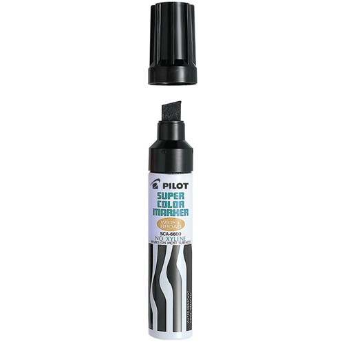Refillable Super Colour Permanent Marker, Black, Chisel Tip Sécurité Médic