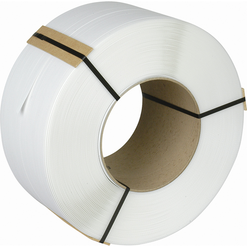Feuillard, Polypropyl&egrave;ne, 3/8" la x 12900' lo, Blanc, Calibre Machine Sécurité Médic