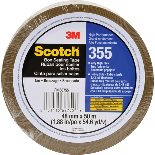 Ruban d'emballage Scotch 355, Adh&eacute;sif Thermofusible, 3,4 mils, 48 mm (1-22/25") x 50 m (164') Sécurité Médic