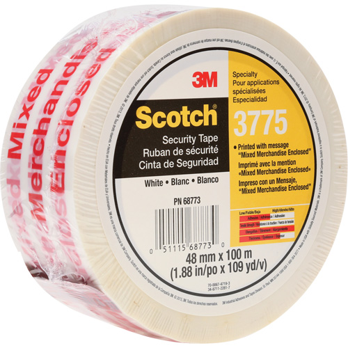 Ruban d'emballage Scotch 3775 avec message, Adh&eacute;sif Thermofusible, 2 mils, 48 mm (1-22/25") x 100 m (328') Sécurité Médic
