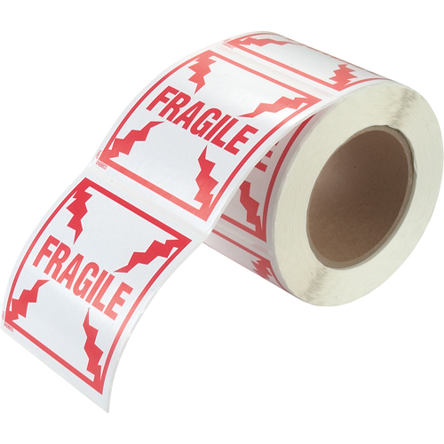 "Fragile" Special Handling Labels, 4" L x 4" W, Red on White Sécurité Médic