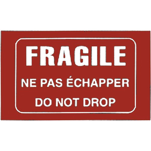 "Fragile" Bilingual Special Handling Labels, 5" L x 3" W, White on Red Sécurité Médic