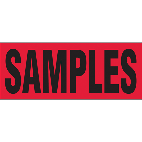 "Samples" Special Handling Labels, 5" L x 2" W, Black on Red Sécurité Médic