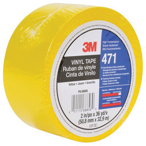 Ruban en vinyle 471, 50,8 mm (2") la x 32,9 m (108') lo, 5,3 mils, Jaune Sécurité Médic