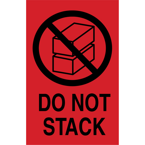 &eacute;tiquettes  Do Not Stack  pour envoi international, 6" lo x 4" la, Noir/rouge Sécurité Médic
