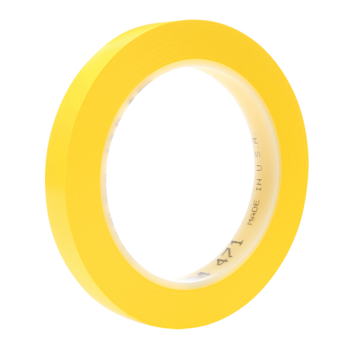 471 Vinyl Tape, 12 mm (1/2") W x 32.9 m (108') L, 5.3 mils, Yellow Sécurité Médic