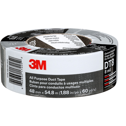 DT8 All-Purpose Duct Tape, 8 mils, Silver, 48 mm (2") x 55 m (180') Sécurité Médic