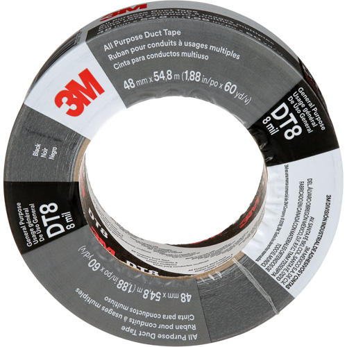 DT8 All-Purpose Duct Tape, 8 mils, Black, 48 mm (2") x 55 m (180') Sécurité Médic