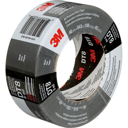 DT8 All-Purpose Duct Tape, 8 mils, Black, 48 mm (2") x 55 m (180') Sécurité Médic