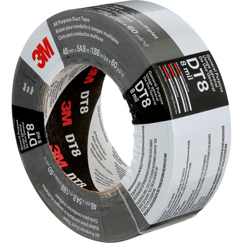 DT8 All-Purpose Duct Tape, 8 mils, Black, 48 mm (2") x 55 m (180') Sécurité Médic