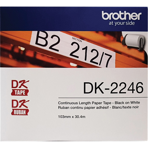 Continuous Paper Tape Labels, 103 mm x 100'/30.4 m, Black on White Sécurité Médic