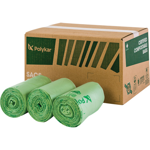 Certified Compostable Bags, Regular, 48" L x 42" W, Clear, 242 L (55 Gal.) Capacity Sécurité Médic