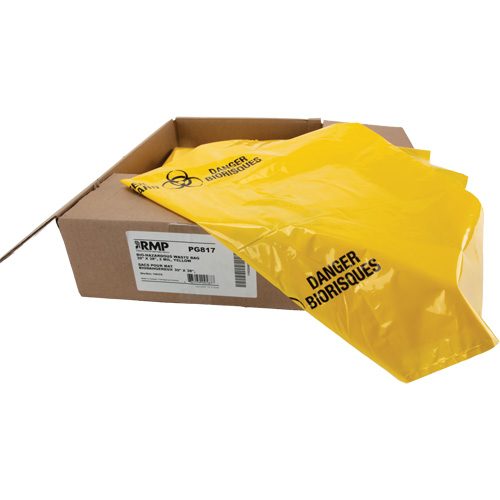 Waste Bags, Bio-Hazard, 38" L x 30" W, 2 mils Sécurité Médic