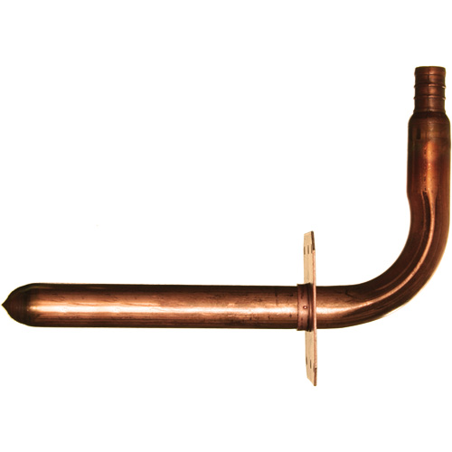 Coude &agrave; embout &agrave; collet avec support, Cuivre, 3/4" x 4-1/2" x 8" Sécurité Médic