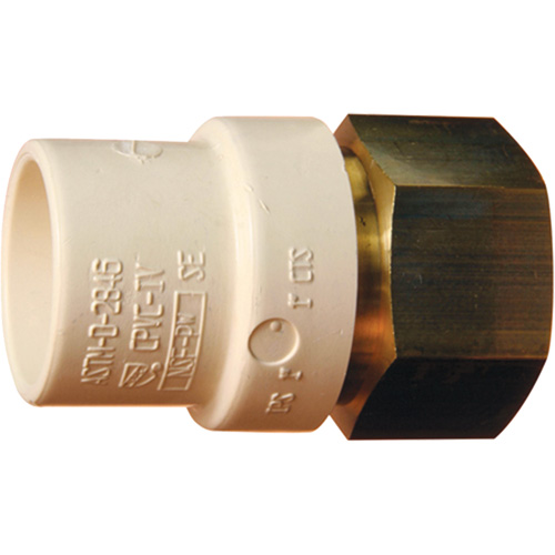 Adaptateur de tuyau filet&eacute;, Noeud x FPT, 1" dia., Laiton/PVC-C Sécurité Médic