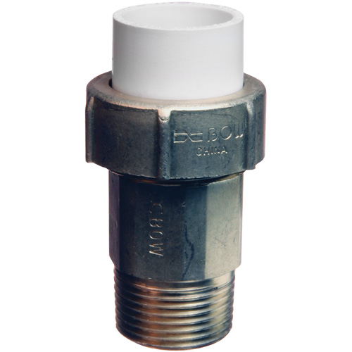 Raccord union, 1" x 3/4", Laiton/PVC-C, Embout femelle x PEX cannel&eacute; Sécurité Médic