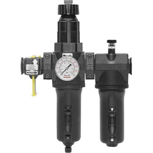 Filtre + r&eacute;gulateur + lubrificateur &agrave; drain manuel avec bol standard et manom&egrave;tre Modulair 400, 3/4" NPT Sécurité Médic