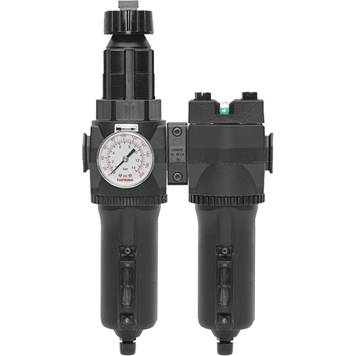 Filtre/r&eacute;gulateur + filtre coalescent drain manuel avec bol en m&eacute;tal Modulair 400, 1/4" NPT, 200 psi, Capacit&eacute; de 9,1 oz liq. Sécurité Médic