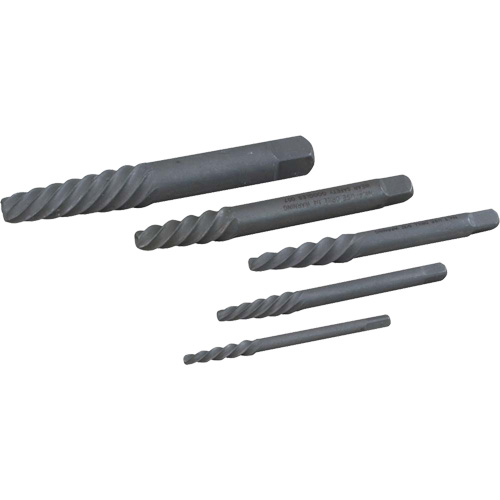 Left Hand Spiral Tapered Flute Extractor Set, 5 Pieces Sécurité Médic